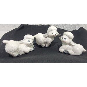 Vintage Ceramic Lamb Sheep Trio Figurines Nursery Baby Whimsical Farmhouse